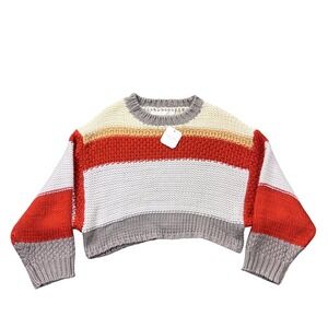 NWT ALTAR'D STATE Women's Small Rust‎ Multi Stripe Knit Cute Cropped Sweater